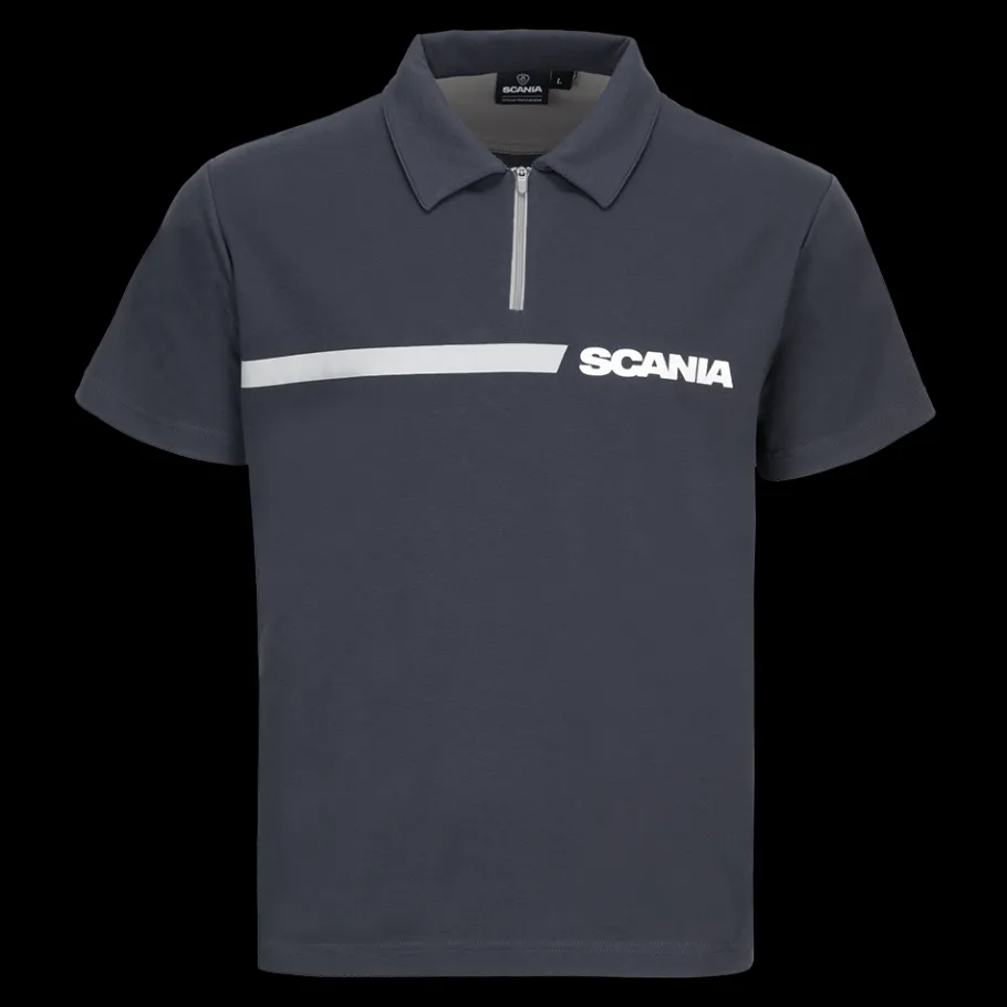 Polos*Scania Polo 1/2 zip bleu foncé pour homme