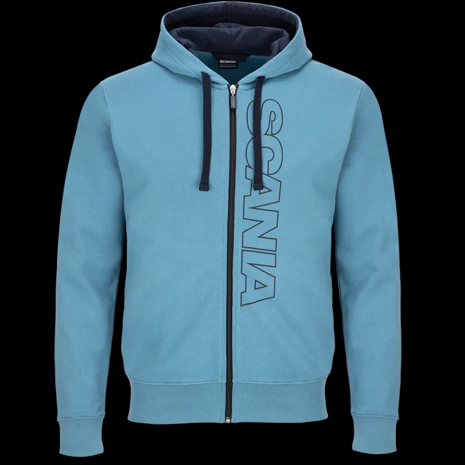 Pulls & Sweats*Scania Sweat à capuche "Base" à fermeture éclair bleu clair pour homme