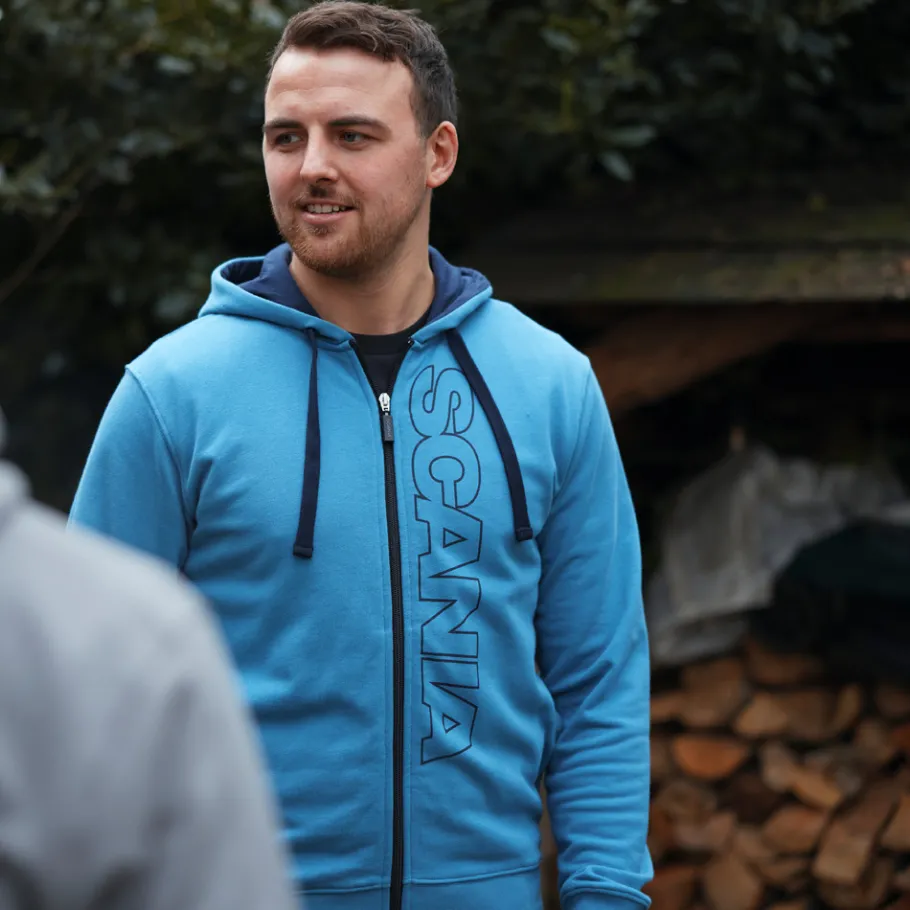 Pulls & Sweats*Scania Sweat à capuche "Base" à fermeture éclair bleu clair pour homme