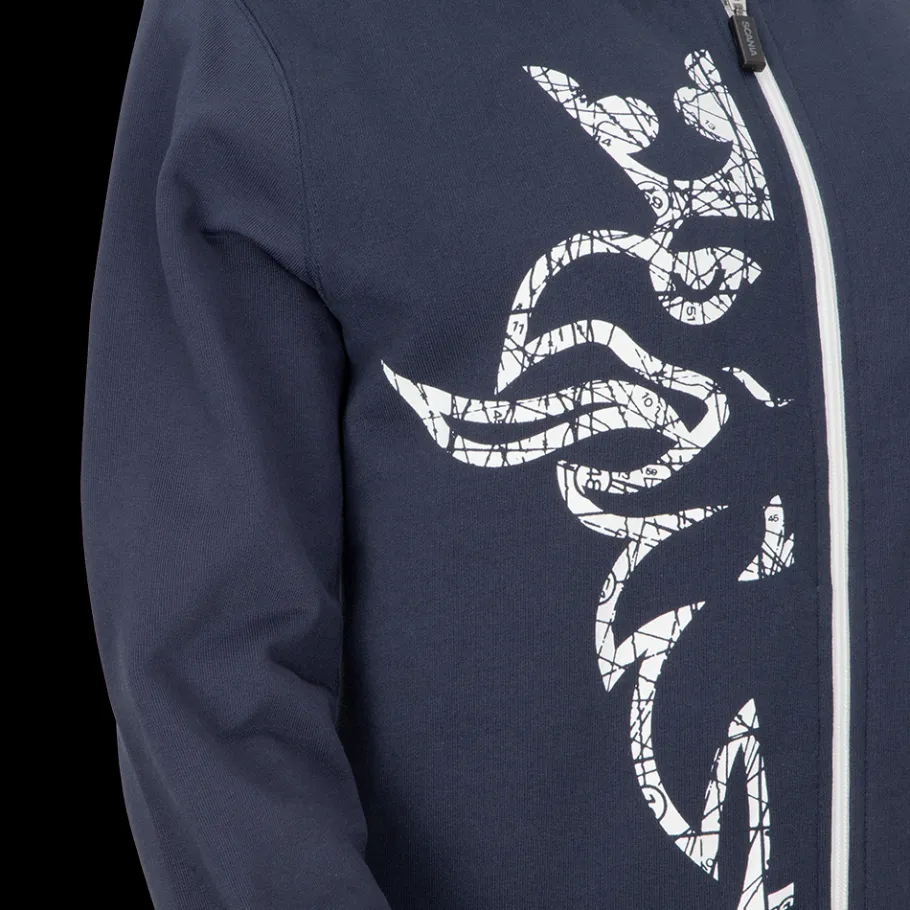 Pulls & Sweats*Scania Sweat à capuche bleu marine pour femme avec demi-griffon et fermeture éclair