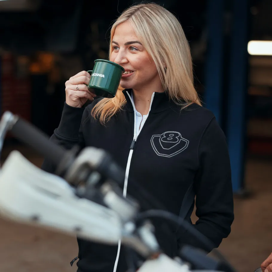 Pulls & Sweats*Scania Sweat-shirt à fermeture éclair "Duo V8" noir pour femme