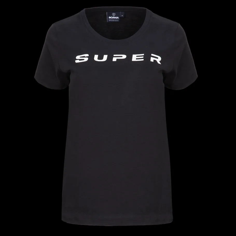 Tee-shirts*Scania T-shirt "SUPER" noir glacé pour femme